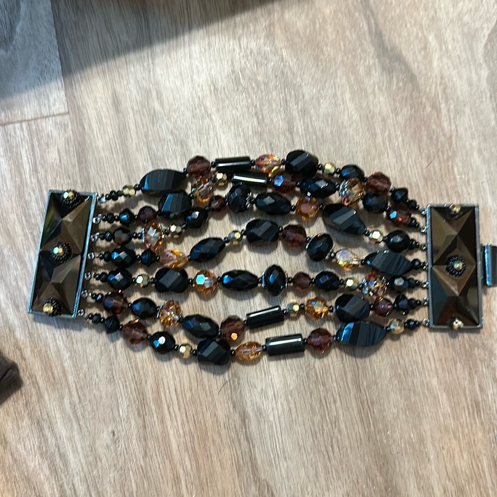 Vintage Onyx and Topaz Bracelet
